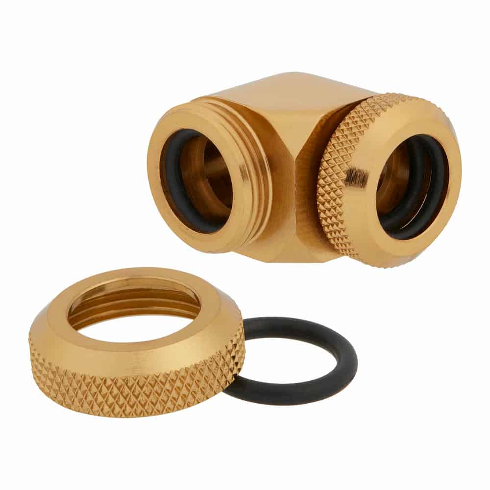 (image for) Corsair Hydro X XF Gold Brass 12mm Hardline 90° Compression Fittings - Twin Pack